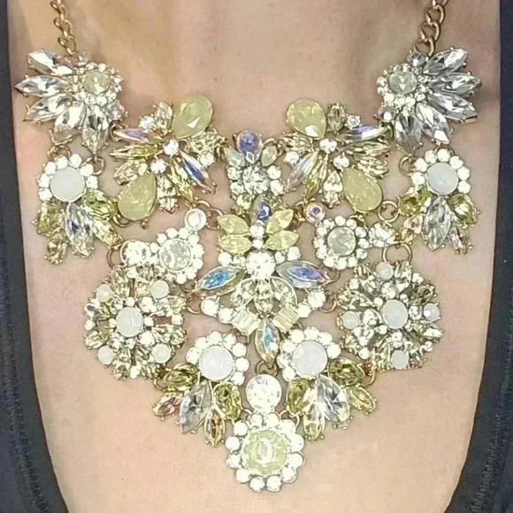 Natasha Bib Necklace with Multicolor Gemstones for Cocktail, Formal, & Prom - Picture 1 of 5